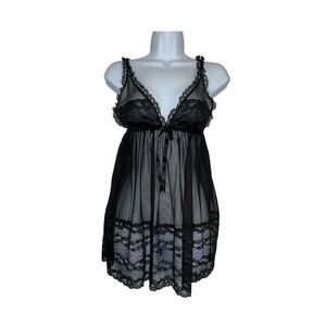 NEW! Victorias Secret Babydoll Gown Black Lace
